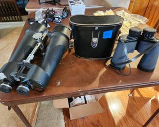 Skymaster Celestron binoculars 25x100 --$300. 
 Celestron binoculars w/case 7x50-- $200