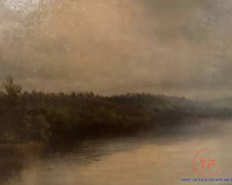 Massachusetts Hudson River Valley School 19th-20th Century Era River Wilderness American Landscape Oil Painting on Canvas