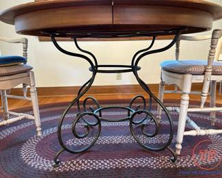 ETHAN ALLEN Iron Based Pedestal Table and Chair Set