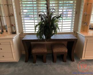One Michelle Console Table with Matching Stools