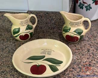 PILGER and BEEMER NEBRASKA Advertising WATT Pottery Apple Ware Serving Pieces