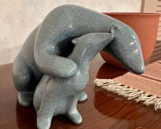 LOET VANDERVEEN "Polar Bear and Baby" Bronze Sculpture