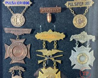 Late 1800's NEWTON MASSACHUSETTS (Newton High School) Shooting Medals Framed Collection