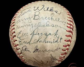 1946 World Series Signed Baseball by ST. LOUIS CARDINALS (DIZZY DEAN)