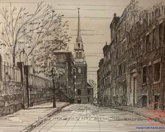 Original Line Drawing “Old North Church” by C.M. GOFF