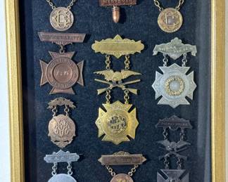 Late 1800's NEWTON MASSACHUSETTS (Newton High School) Shooting Medals Framed Collection