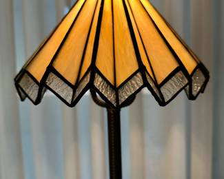 Vintage SLAG and Stained-Glass Leaded Table Lamp