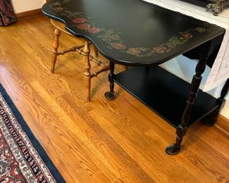 THE FURNITURE SHOPS Hand Painted Drop Leaf Tea Cart