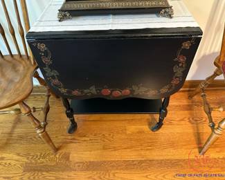 THE FURNITURE SHOPS Hand Painted Drop Leaf Tea Cart