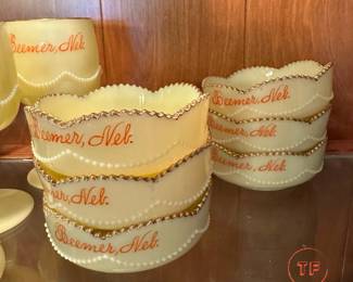 HEISEY Custard Uranium Glass BEEMER NEBRASKA Souvenir Glass