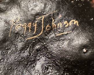 Hand Painted Gourd Basket / Bowl Signed PEGGY JOHNSON