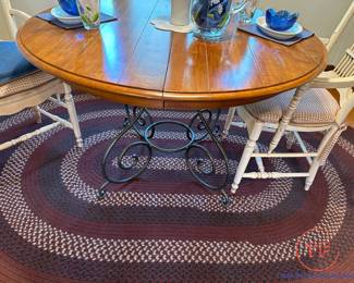 ETHAN ALLEN Iron Based Pedestal Table and Chair Set