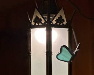 Vintage Stained Glass Lantern / Pendant Lamp
