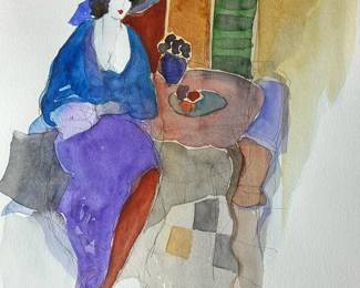 Original Signed Watercolor by ITZCHAK TARKAY