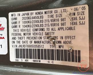 2005 Honda CR-V 5DR 4WD EX (64,000 Miles)