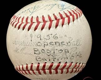 1956 Boston RED SOX Signed Baseball Opener against Baltimore (TED WILLIAMS)
