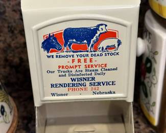 WISNER NEBRASKA Advertising Tin Wall Match Holder Rendering Service