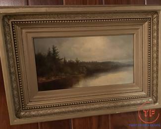 Massachusetts Hudson River Valley School 19th-20th Century Era River Wilderness American Landscape Oil Painting on Canvas