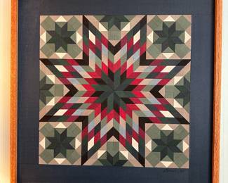 Signed Wood Mosaic Framed Wall Art