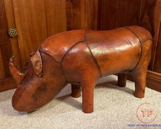 Vintage Handmade LEATHER Rhinoceros 