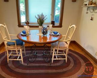 ETHAN ALLEN Iron Based Pedestal Table and Chair Set