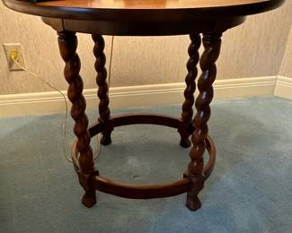 Round Side Table with Barley Twist Legs