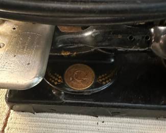 1863 WILCOX & GIBBS Cast Iron Sewing Machine with Original Wood Case