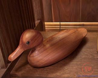 V CANFIELD Red Elm Carved Duck Decoy