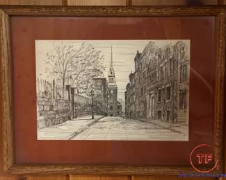 Original Line Drawing “Old North Church” by C.M. GOFF