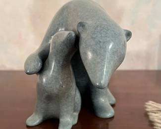 LOET VANDERVEEN "Polar Bear and Baby" Bronze Sculpture