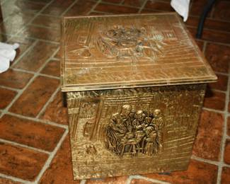 Hand molded Brass Kindling box