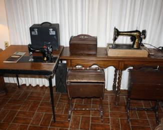 Great selection of Sewing Machines and accessories including a 1940 Singer Featherweight with Sewing Table!