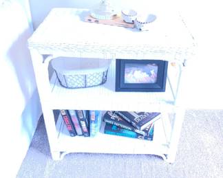 WHITE WICKER BOOKCASE