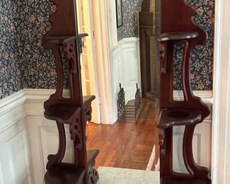 Antique Victorian Hall Tree with Marble Shelf