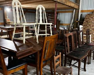 Vintage furniture including chairs, tables, dresser