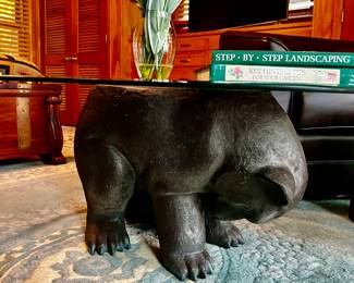GLASS TOP BEAR COFFEE TABLE
