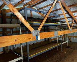 large metal shelves - must be able to move down from top of outbuilding.... must bring your own help.