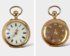 Fine 18K Gold Diamond Case Mechanical Mini Pocket Watch
