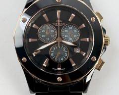 ONISS Paris Black & Rose Gold Ceramic Quartz Chronograph Model No.ON620-M
