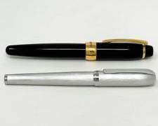 Rosetta Black & Gold Coronado & Brushed Aluminum Vulcan Ballpoint Pens

