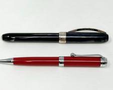 Visconti Italy Rembrandt Charcoal Celluloid & Aurora Italy Talentum Red Ballpoint Pens
