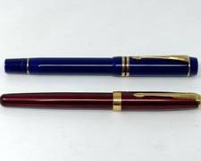 Parker France Duofold Sapphire Blue & Ruby Red Sonnet Ballpoint Pens
