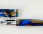 Levenger Plumpster Tides Blue & Brown Swirl Acrylic Ballpoint Pen
