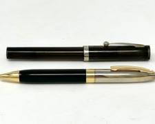 Sheaffer USA Translucent Smoke Fountain Pen & Black, Silver, & Gold Ballpoint Pen
