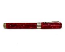 Montegrappa Italy 1912 Harmony Red Fountain Pen Sterling Silver Accents & 18k Nib
