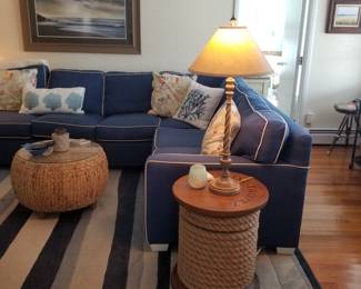 Ballard Designs rope spool end table with storage 