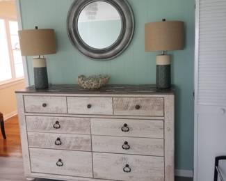 Distressed 9-drawer dresser