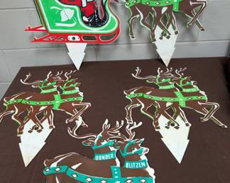 Vintage Santa and Reindeer Display