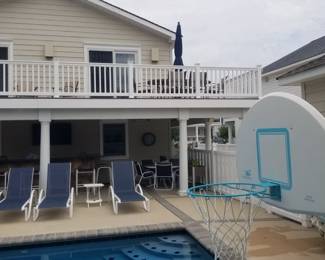 Chaise lounges; vinyl railing