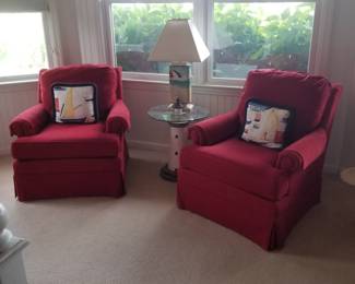 Matching red arm chairs by Pembroke Chair